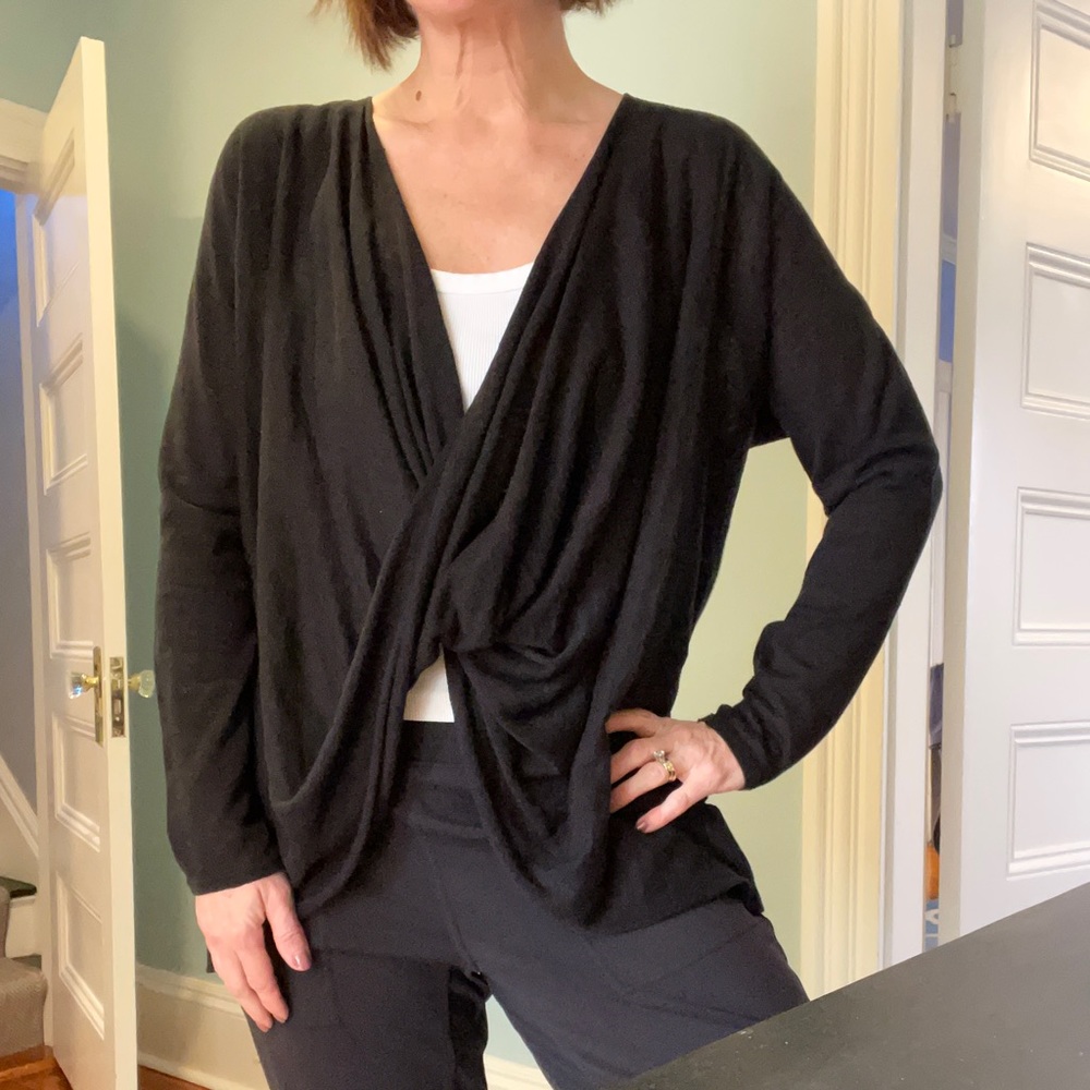 Eileen Fisher Twist Lightweight Linen/Cotton Sweater (Black) Petite Small / PS